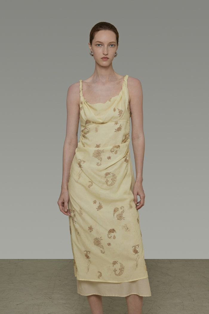 Vintage Floral Sweetheart Slip Dress