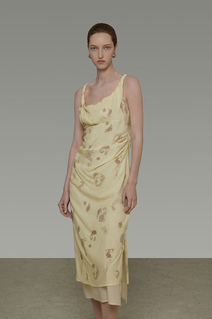 Vintage Floral Sweetheart Slip Dress