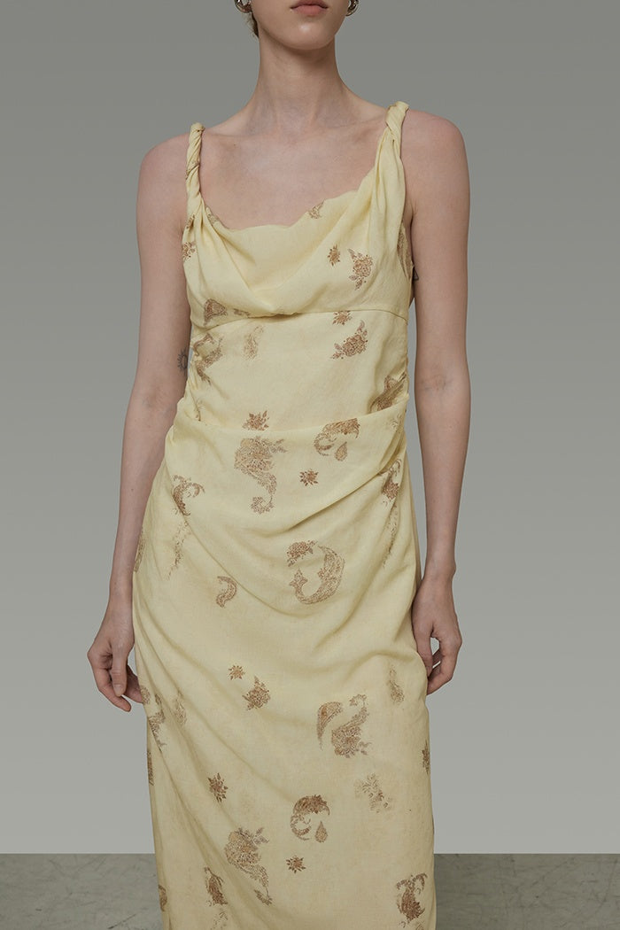 Vintage Floral Sweetheart Slip Dress