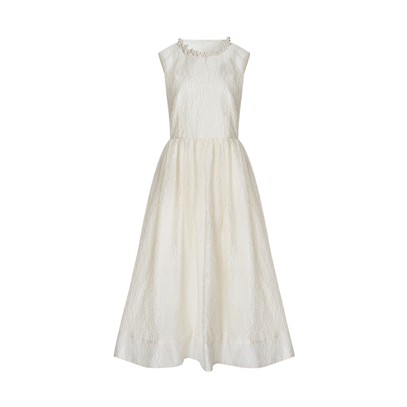 Quiet Luxury Tailored Pearl Collar Dress