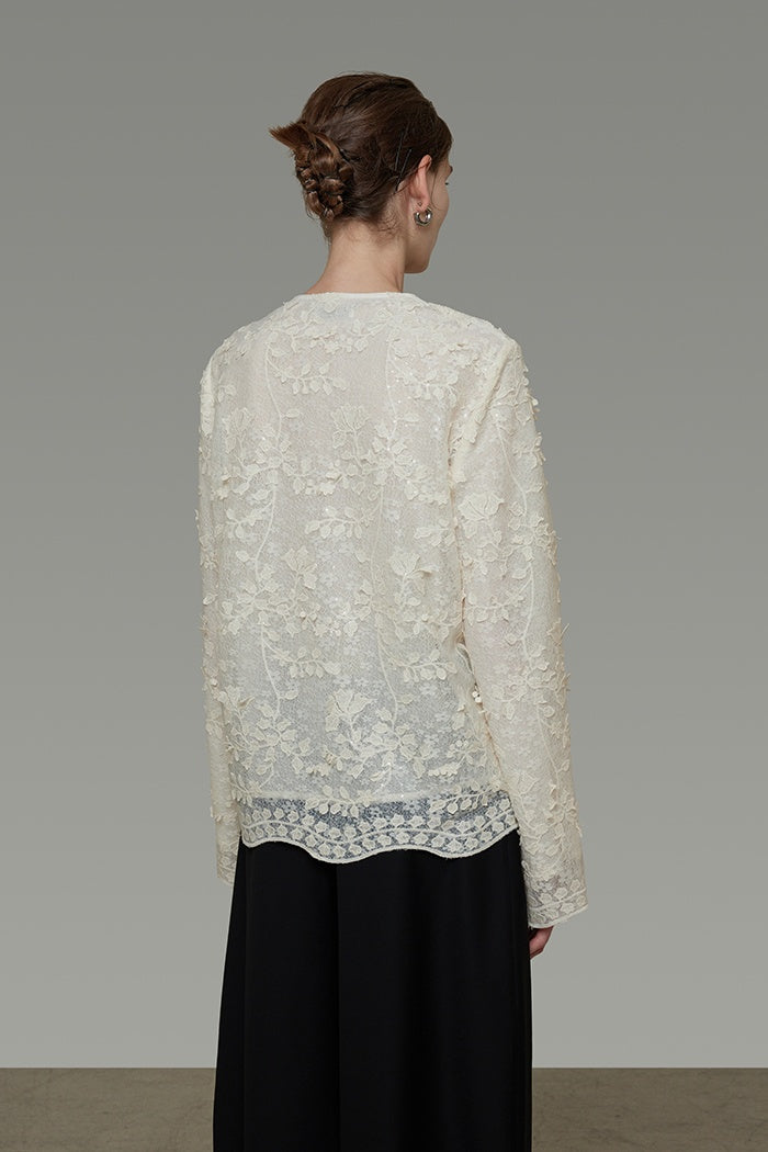 Understated Silhouette Jacquard Blouse