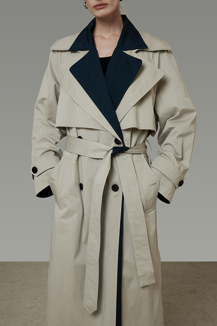 Elegant Contrast Trench Coat