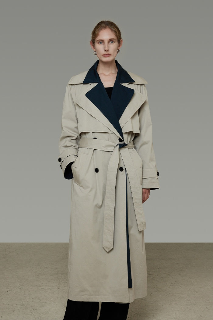 Elegant Contrast Trench Coat