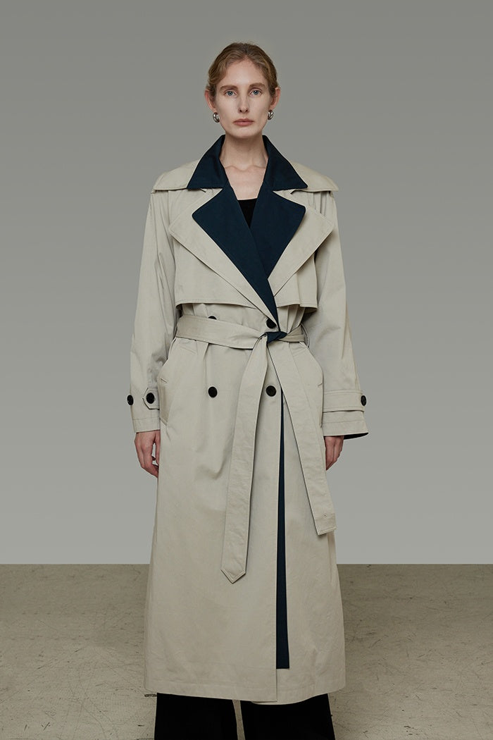 Elegant Contrast Trench Coat