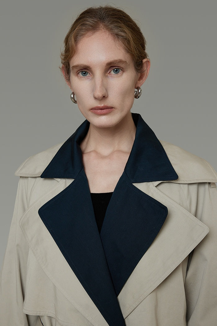 Elegant Contrast Trench Coat