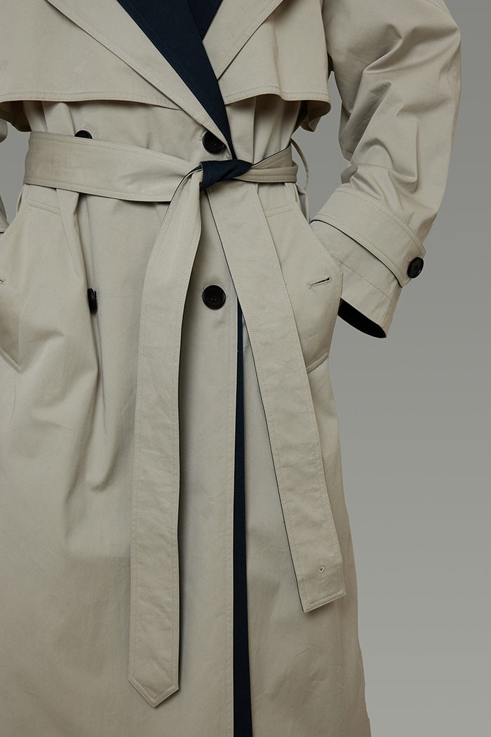 Elegant Contrast Trench Coat