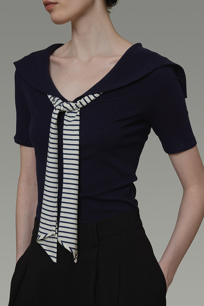 Chic Contrast Collar Refined Top