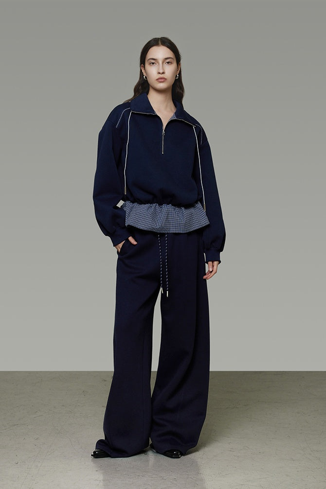 Urban Contrast Zip Collar Pullover