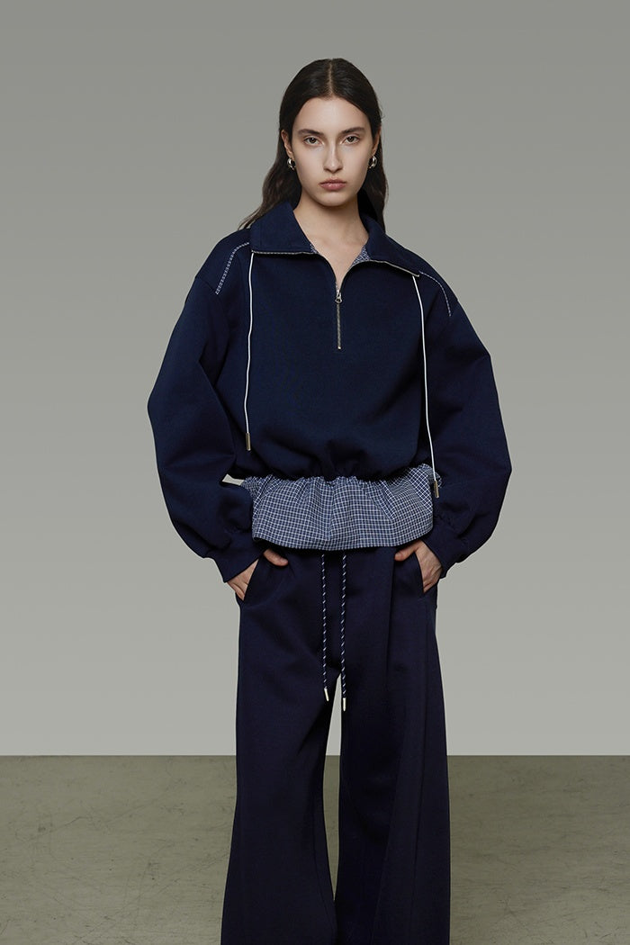 Urban Contrast Zip Collar Pullover