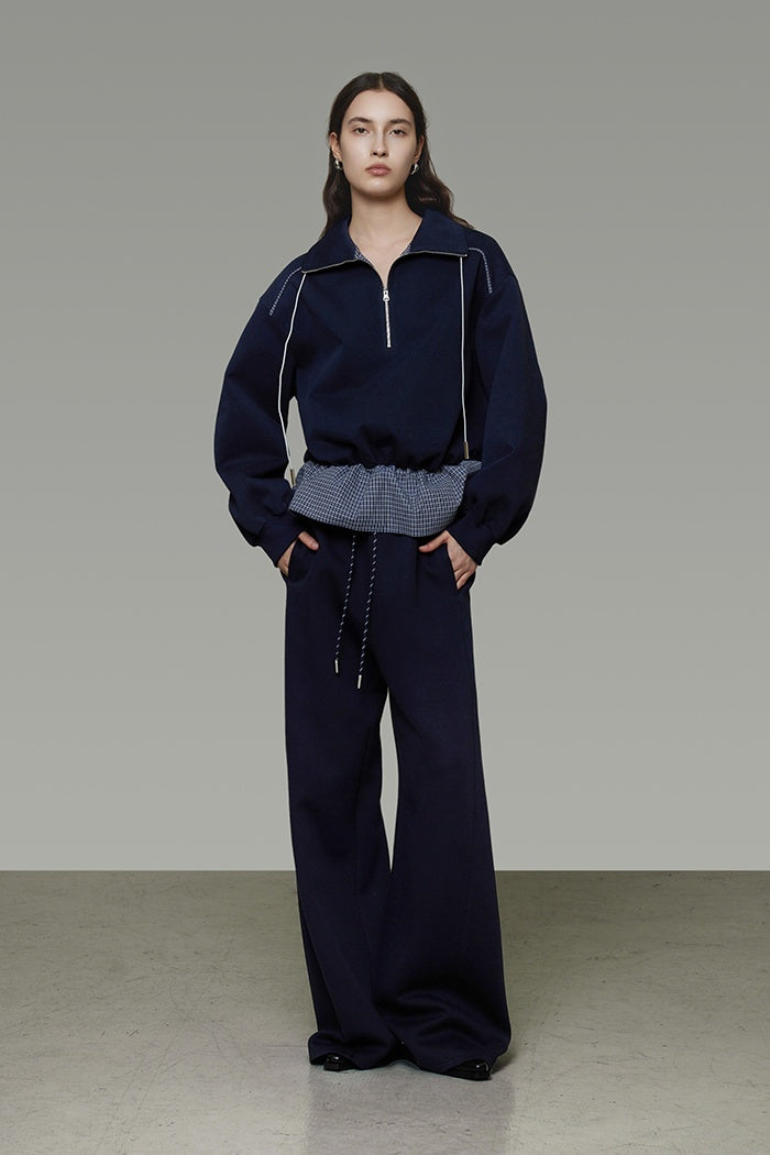 Urban Contrast Zip Collar Pullover