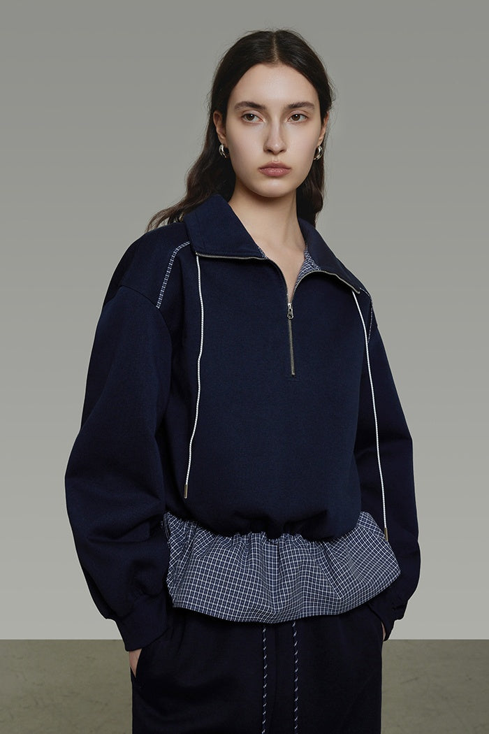Urban Contrast Zip Collar Pullover