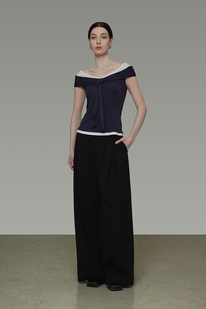 Bold Contrast Off-Shoulder Top