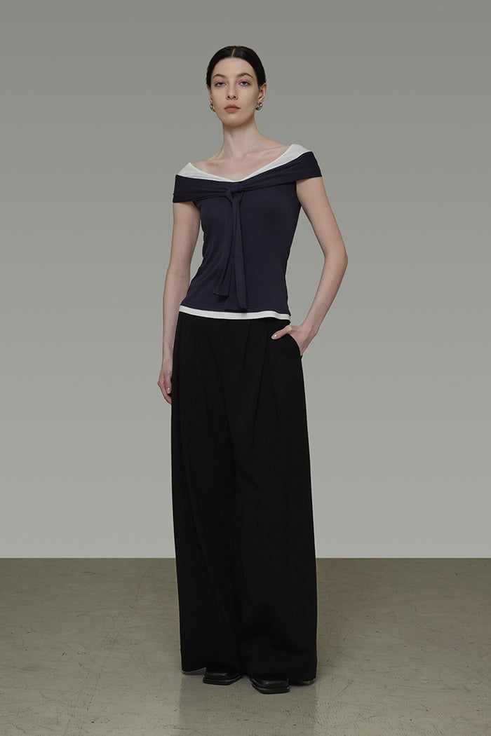 Bold Contrast Off-Shoulder Top