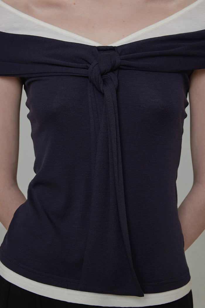 Bold Contrast Off-Shoulder Top