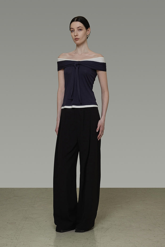 Bold Contrast Off-Shoulder Top
