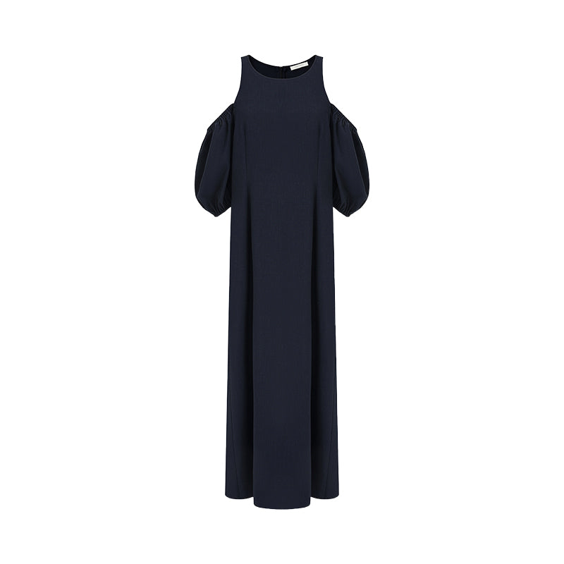 Unspoken Navy Tailored Puff Sleeve Dress