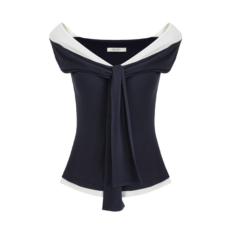 Chic Colorblock One-Shoulder Top