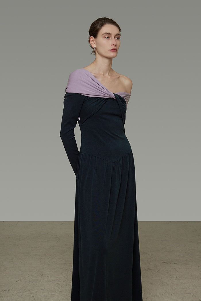 Chic Colorblock Knit Maxi Dress