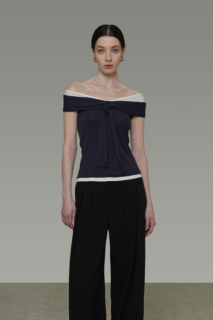 Chic Colorblock One-Shoulder Top