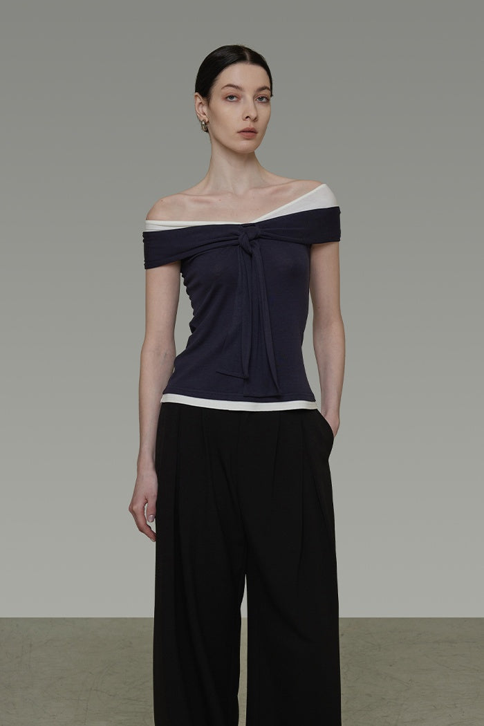 Chic Colorblock One-Shoulder Top
