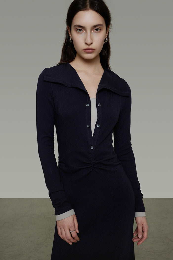 Subtle Contrast Knit Power Dress