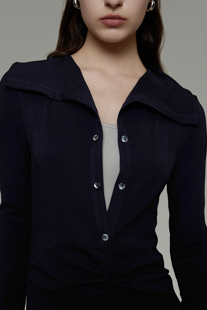 Subtle Contrast Knit Power Dress