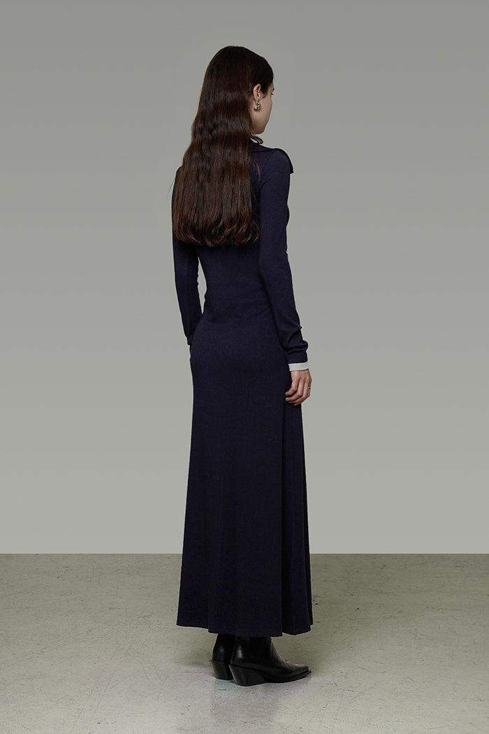 Subtle Contrast Knit Power Dress