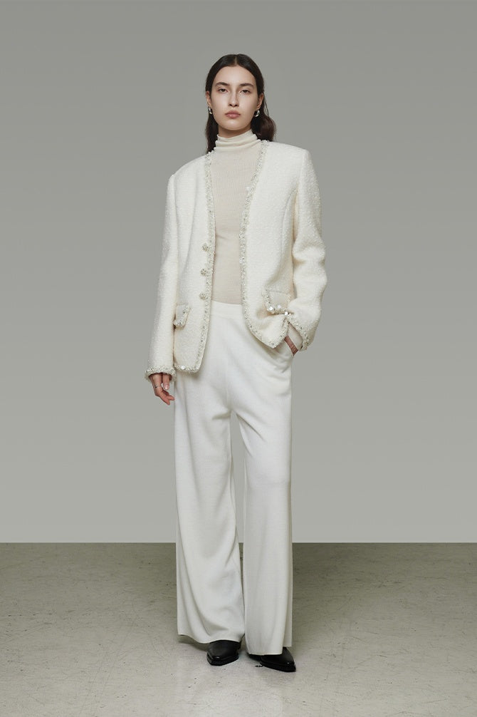 Quiet Luxury Tweed V-Neck Cardigan