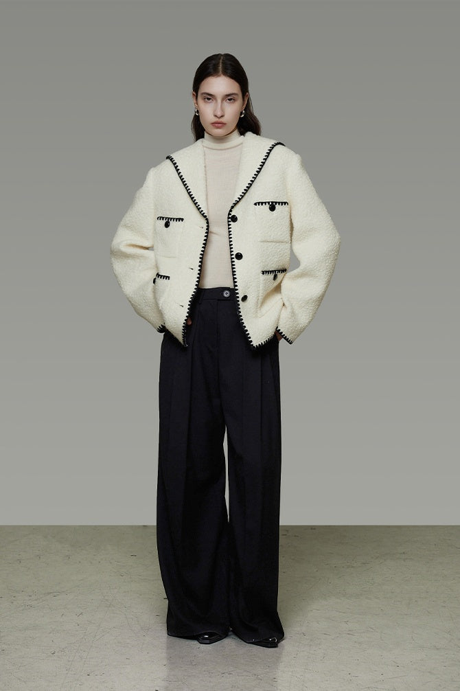 Quiet Luxury Wool Contrast Coat