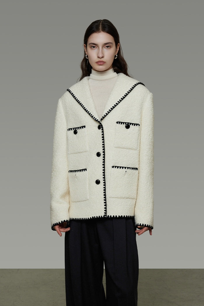 Quiet Luxury Wool Contrast Coat