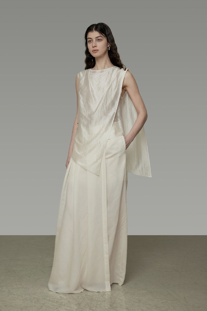 Fluid Drape Minimalist Wide-Leg Trousers