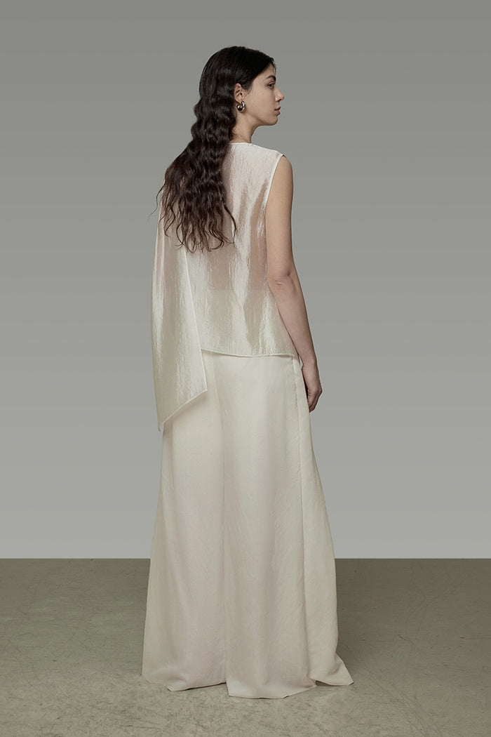 Fluid Drape Minimalist Wide-Leg Trousers