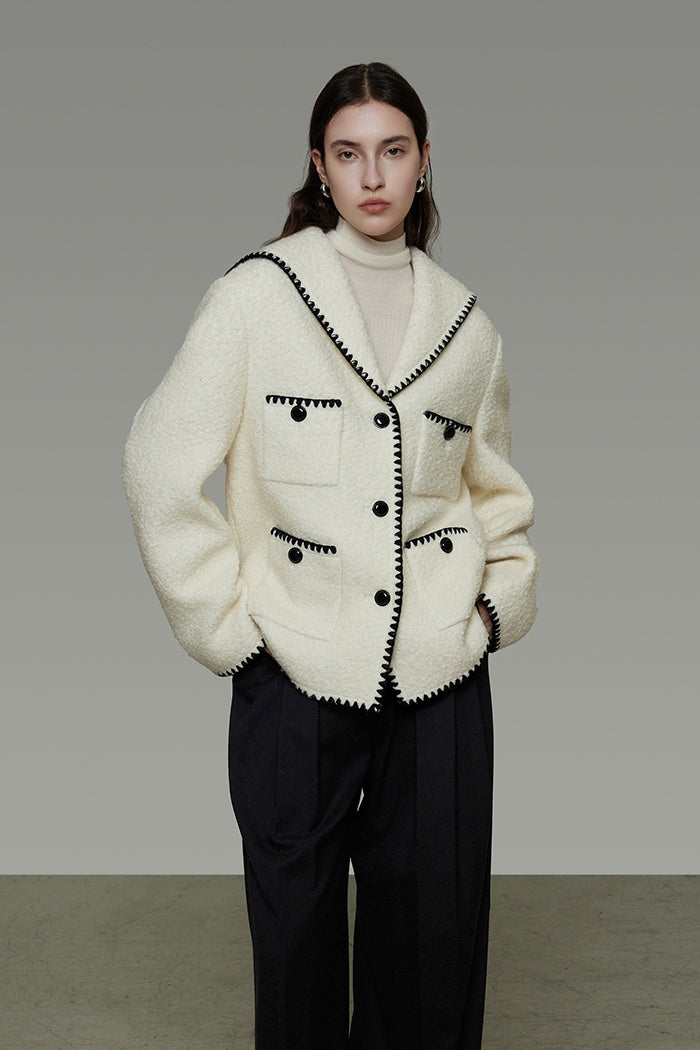 Quiet Luxury Wool Contrast Coat
