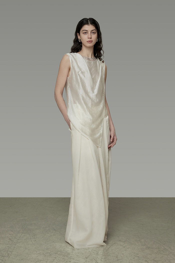 Fluid Drape Minimalist Wide-Leg Trousers