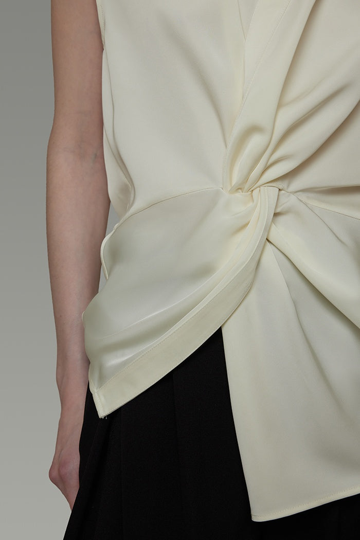 Sculpted V-Neck Tie-Front Shell