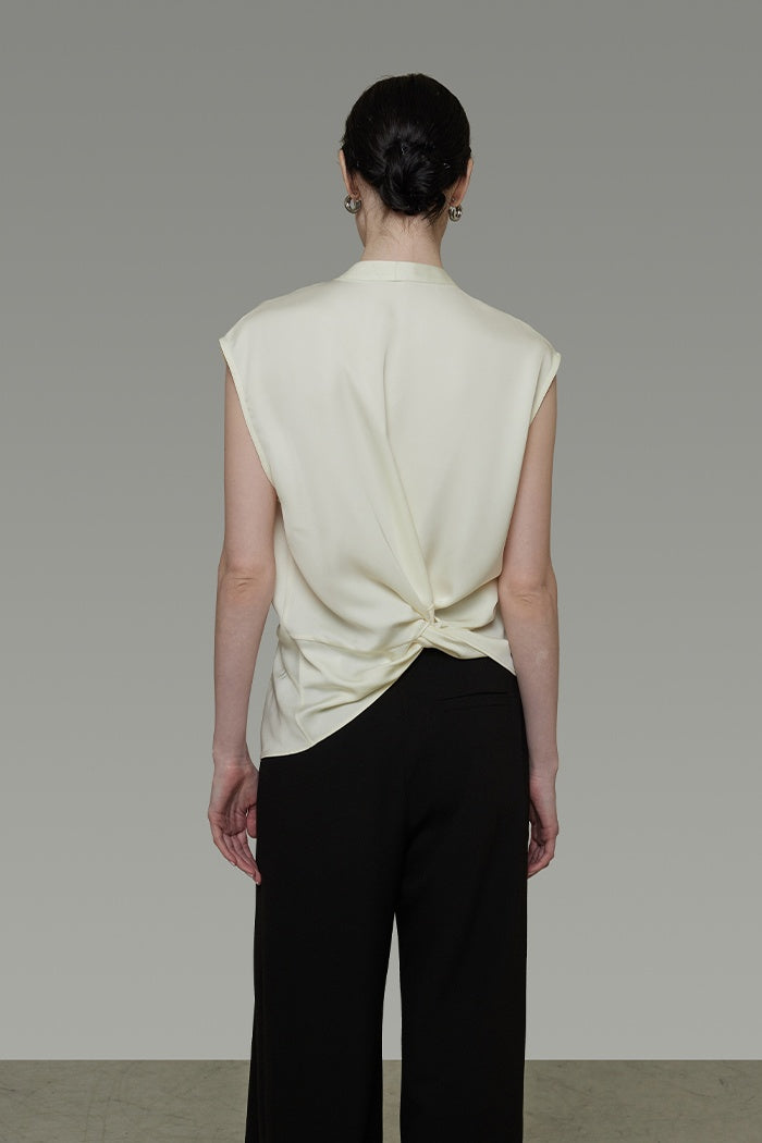 Sculpted V-Neck Tie-Front Shell