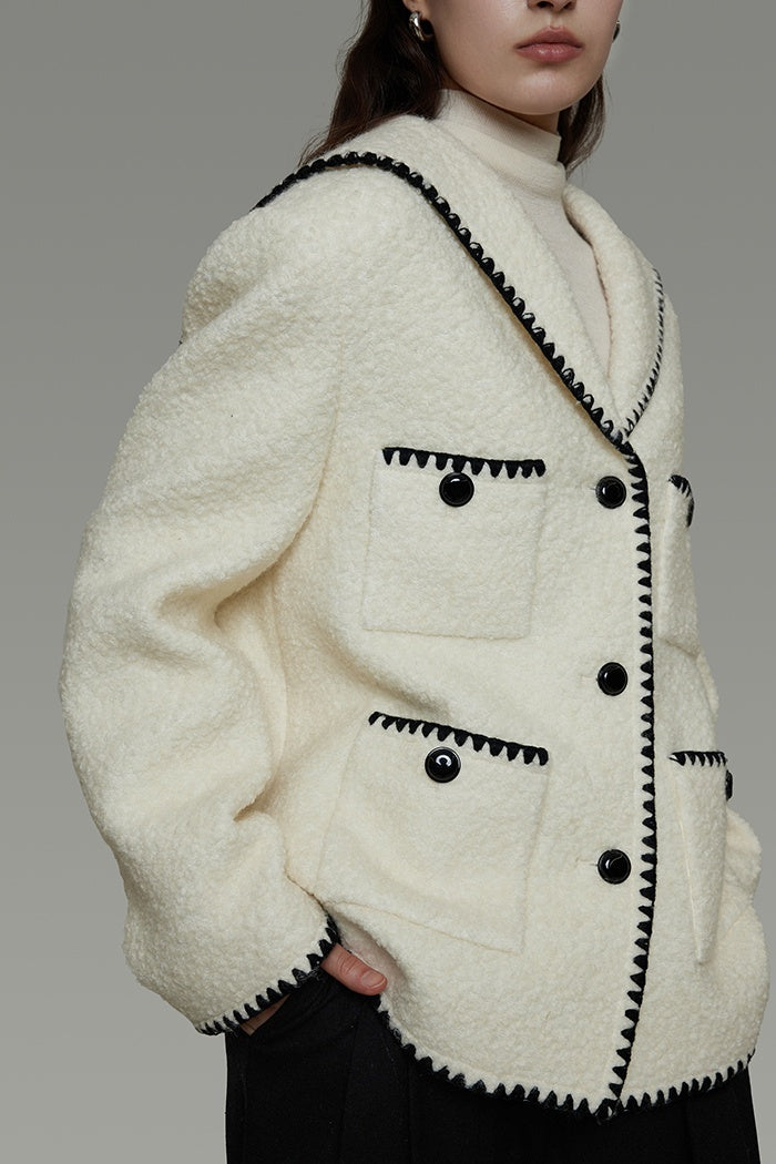 Quiet Luxury Wool Contrast Coat
