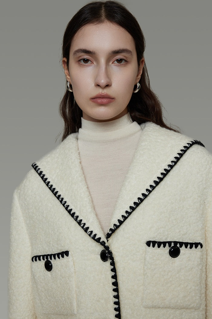 Quiet Luxury Wool Contrast Coat