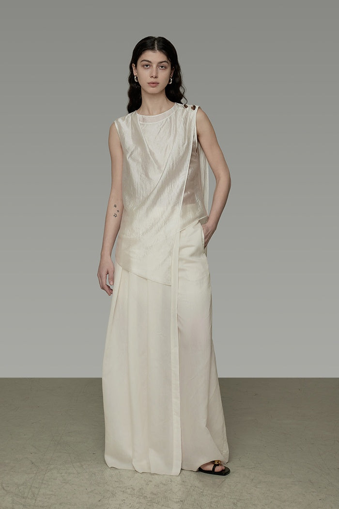 Fluid Drape Minimalist Wide-Leg Trousers