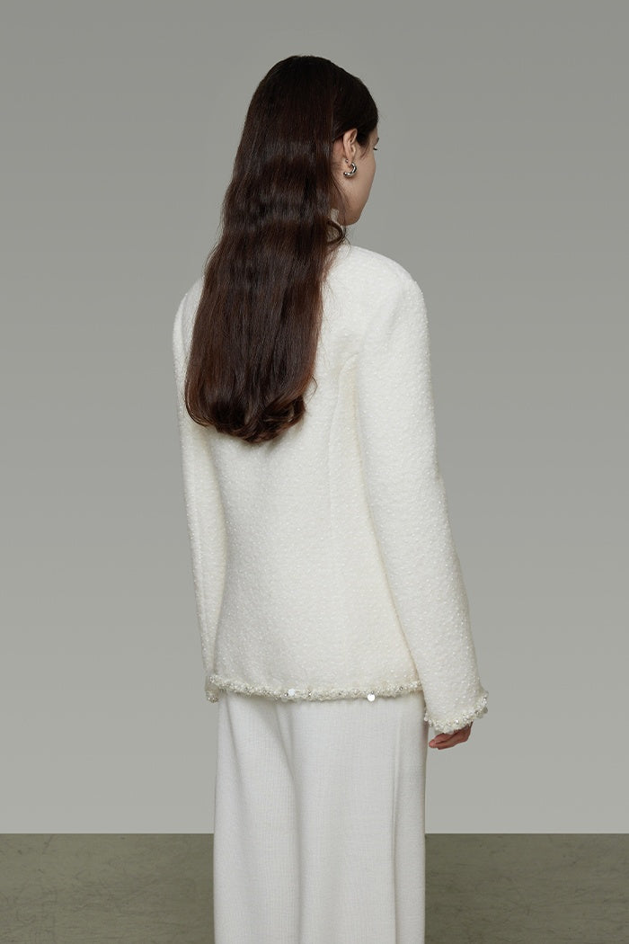 Quiet Luxury Tweed V-Neck Cardigan