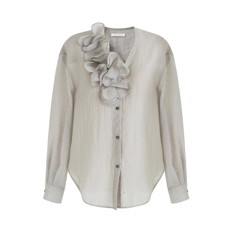 Effortless Parisian V-Neck Blouse