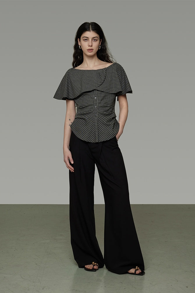 Vintage Plaid Off-Shoulder Chic Top