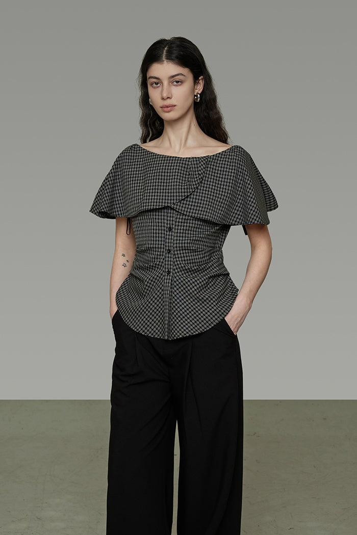 Vintage Plaid Off-Shoulder Chic Top