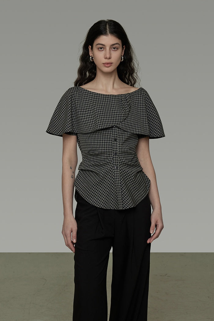 Vintage Plaid Off-Shoulder Chic Top