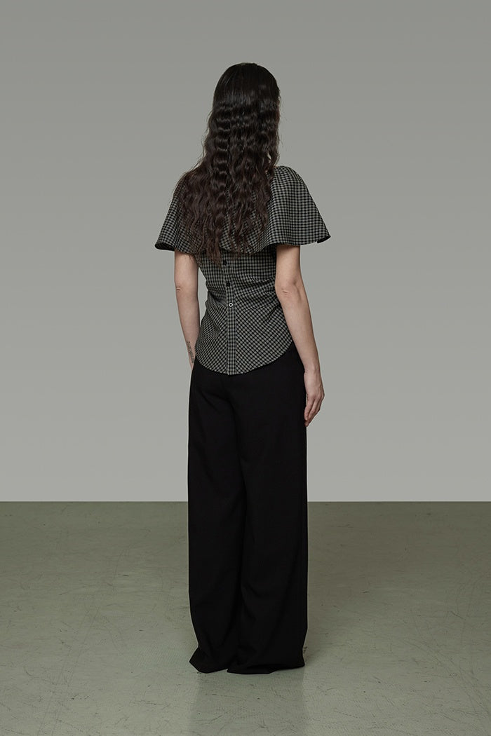 Vintage Plaid Off-Shoulder Chic Top