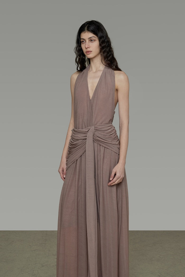 Elegant V-Neck Halter Maxi Dress