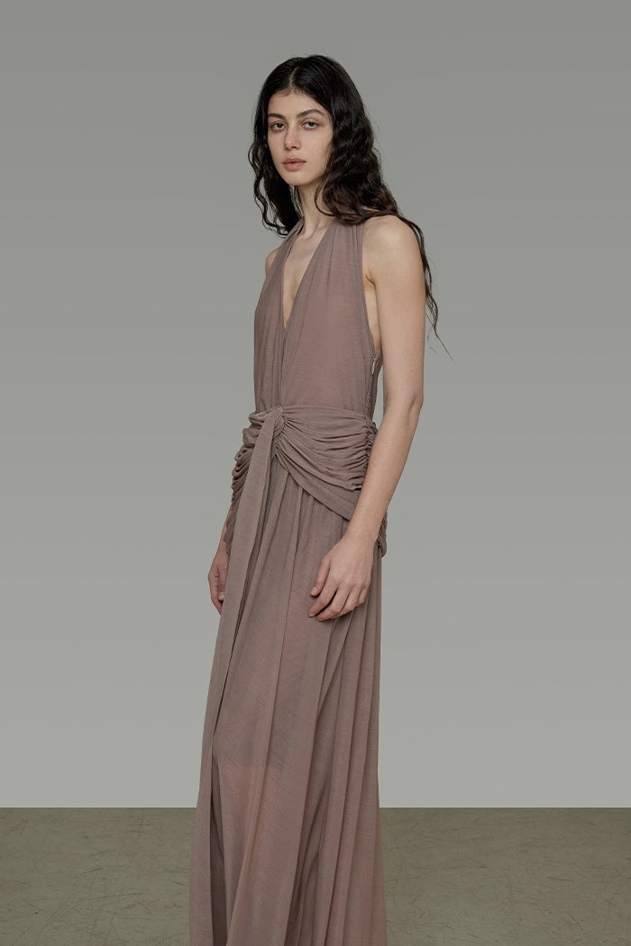 Elegant V-Neck Halter Maxi Dress