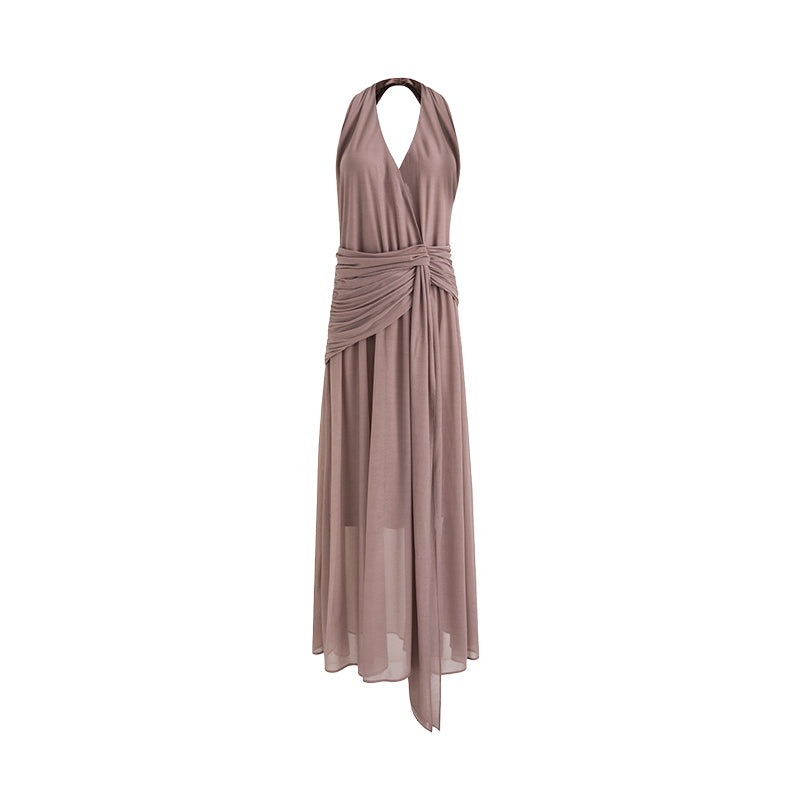 Elegant V-Neck Halter Maxi Dress