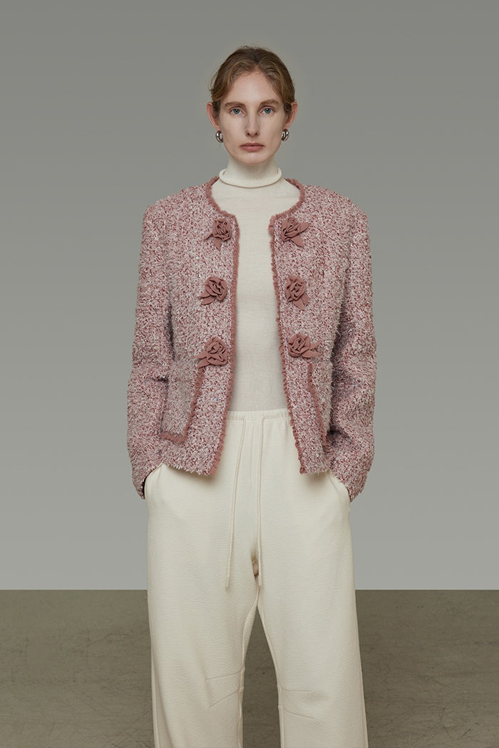 Chic Tweed Collarless Jacket