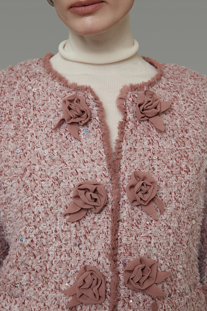 Chic Tweed Collarless Jacket